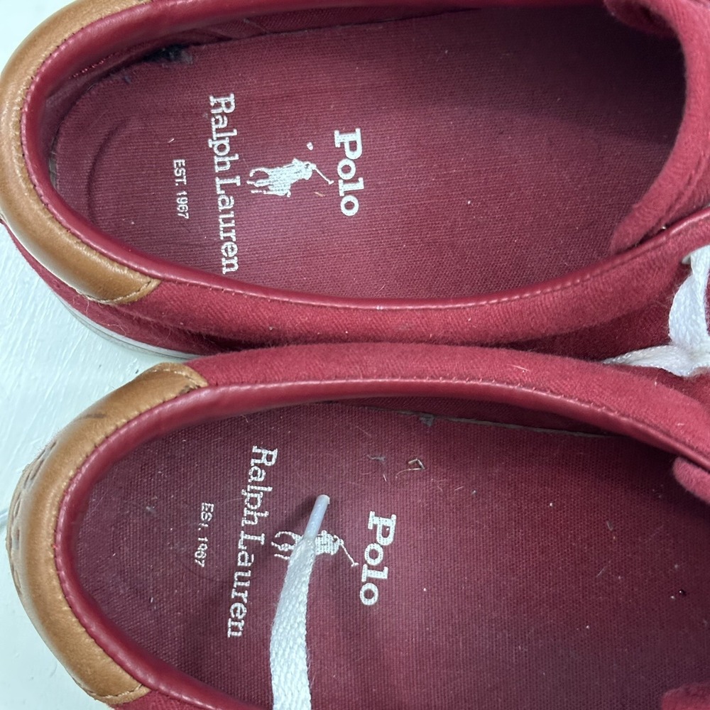 Polo Ralph Lauren Men's 10.5 Thorton Shoes Herringbone Red Canvas Logo Sneakers - Picture 13 of 14